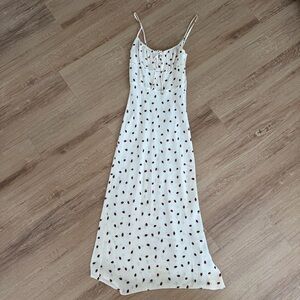 Realisation Par White Maxi Dress with Red Dot Print